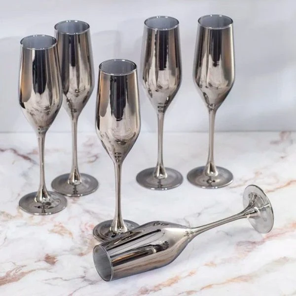 Бокалы для шампанского набор 6шт 160мл стекло СИЯЮЩИЙ ГРАФИТ (4)