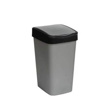 Контейнер для мусора 10л 235*195*337мм пластик Tandem сер.металлик/черный с подвижной крышкой (8)