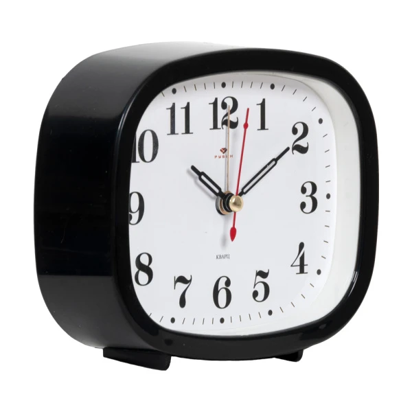 Будильник 12,5*10,5см кварц РУБИН Классика черный (20)