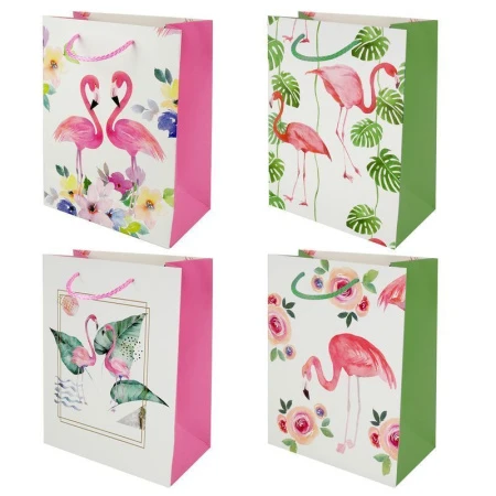 Пакет бумажный 18*23*10см Фламинго 4 вида HS1809-M/JC-11029 (720)