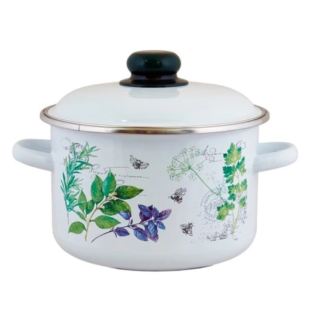 Кастрюля 5,5л эмаль ТРАВЫ цилиндрическая ТМ Appetite (4)