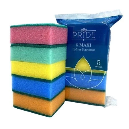 Губка для посуды 5шт. поролон МАКСИ с чистящим слоем 9*6*3,5см (30)