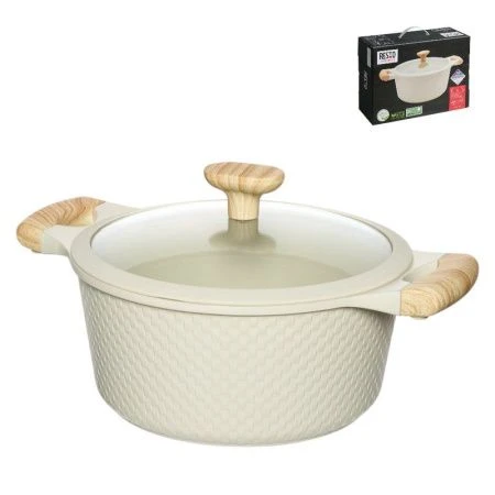 Кастрюля 4,2л h11,4см алюминий АП RAN со стекл.крышкой и силик.ободком 24см индукция бежевая (6)