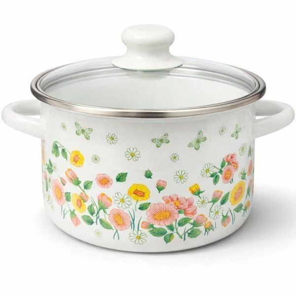 Кастрюля 3л эмаль белая с рис. 01-Б1612/7 (4)