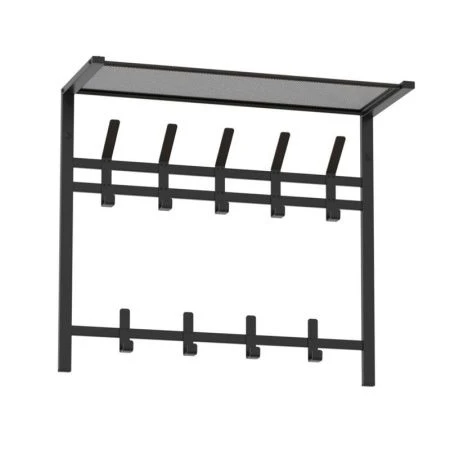 Вешалка настенная с полкой 2-х ярусная 67*27*58,5см металл Торонто 22 черная (1)