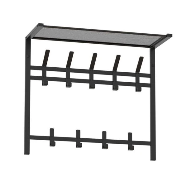 Вешалка настенная с полкой 2-х ярусная 67*27*58,5см металл Торонто 22 черная (1)