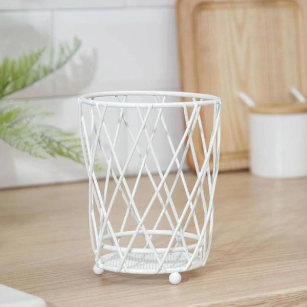 Подставка для столовых приборов нерж.сталь 11*15см белая Плетение (48)