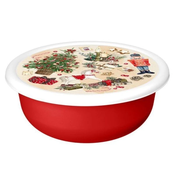 Миска 3,2л пластик ИГРУШКИ с крышкой с декором красный (24) 223138406/03