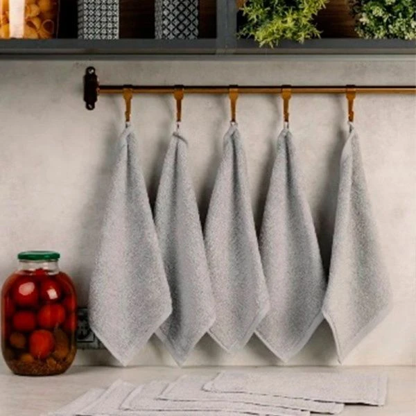 Полотенце кухонное махровое 33*33+1см светло-серое