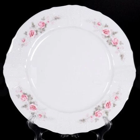 Блюдо 30см фарфор БЕРНАДОТТ СЕРАЯ РОЗА платина круглое 50595J115396021