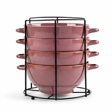 Бульонницы набор 4пр 650мл керамика Сахара на мет.подставке (6)