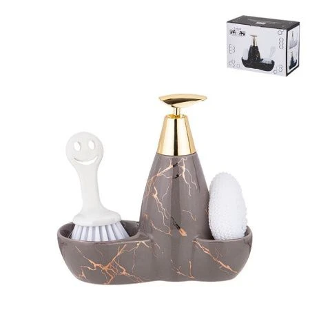 Дозатор для моющего средства с губкой 500мл 20*9*18см керамика Fantasy (12)