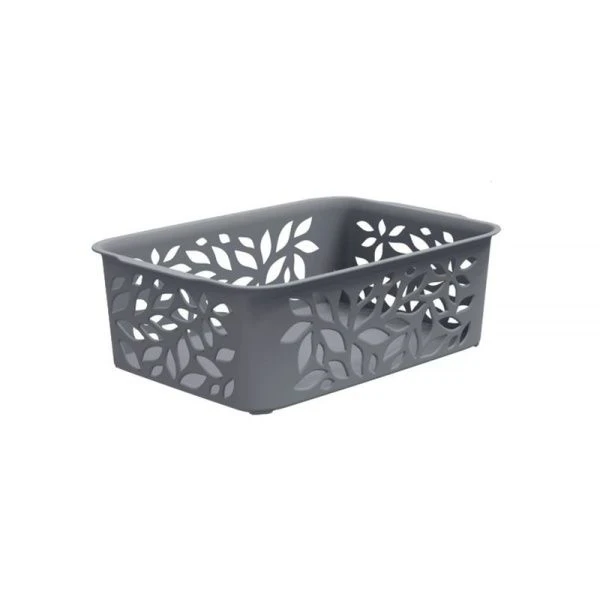 Корзинка 1,2л 184*127*62мм пластик Leaves серый (14)