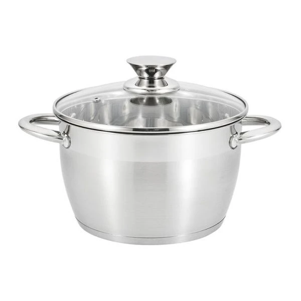 Кастрюля 2,6л h10,5см нерж.сталь со стекл.крышкой 18см (12)