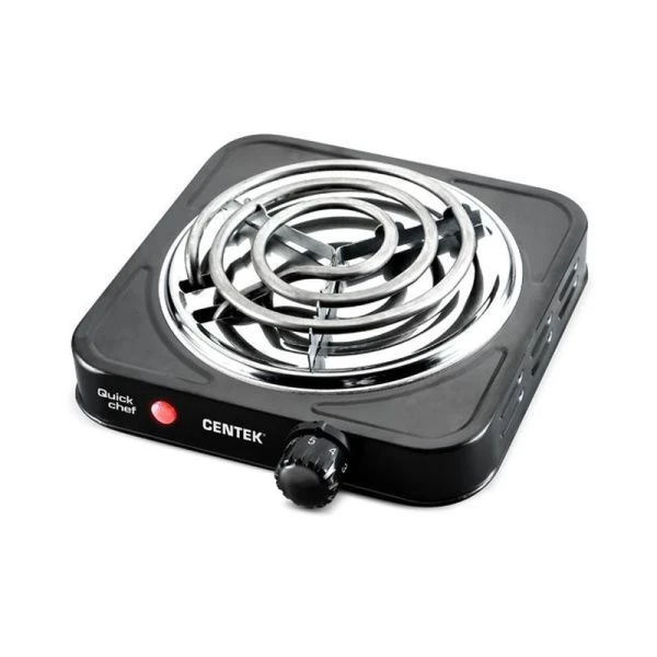 Плитка электрическая металл Centek CT-1508 черная 1000Вт 1конфорка ТЭН 140мм, индикатор работы(12)