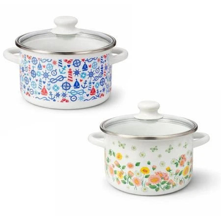 Кастрюля 3л эмаль белая с рис. 01-Б1612/7 (4)