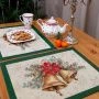 Салфетки новогодние набор 2шт 35*45см гобелен КОЛОКОЛЬЧИКИ зеленый бордюр золотой люрекс