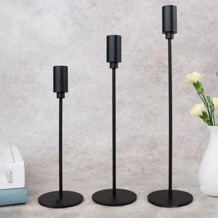 Подсвечники набор 3шт 35,5/27,5/22,5*8см металл черные HA-30 (24)