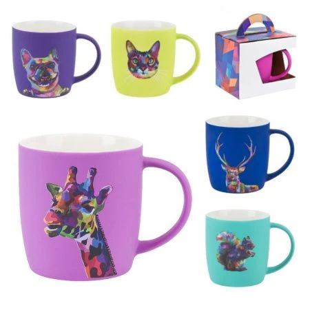 Кружка 340мл фарфор с силиконовым напылением Soft touch 6 видов (36)