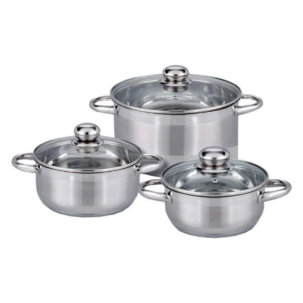 Набор кастрюль 3пр к. 3,8/5,5/8л нерж.сталь DL-6207 (2)