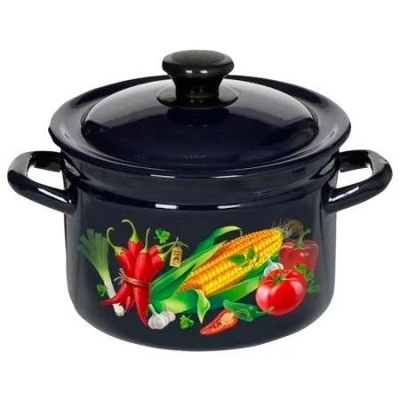 Кастрюля 5л эмаль ЦАРИЦА ПОЛЕЙ цилиндрическая борт. коричневая с рис. 41804-162/6-У (4)