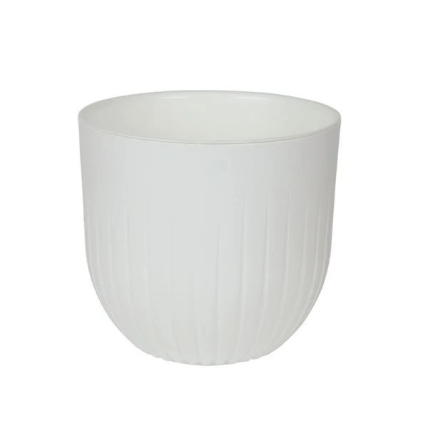 Горшок цветочный 1,4л 13*12,5см пластик АЛЬФА с вкладкой белый (15)