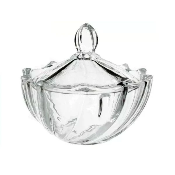 Ваза сервировочная 12*9см стекло с крышкой подар.уп. (36)