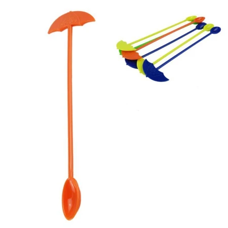 Ложки для коктейля ЗОНТИКИ 19см 6шт. цветные (400)