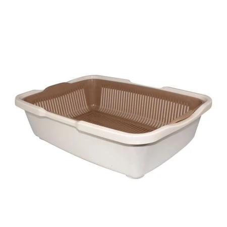 Туалет для кошек бол. с сеткой 230*420*110мм пластик молочно-кофейный 233 (30)