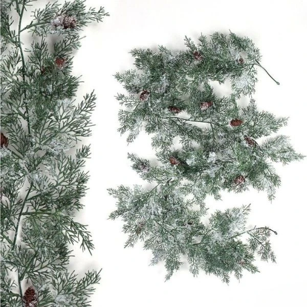 Ветка еловая искусственная 178см заснеженная с шишками SDTT108A (25/100)