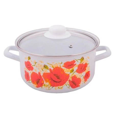 Кастрюля 4,5л эмаль АЛЫЕ МАКИ-Л цилиндрическая низкая С-1515САПИ/4 (4)