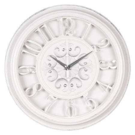 Часы настенные 35см пластик РУБИН Античность белый с серебром (10)