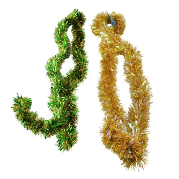 Мишура 2м 7,5см зеленая с золотом Г-291(80) Мишура 2м 7,5см зеленая с золотом Г-291(80)