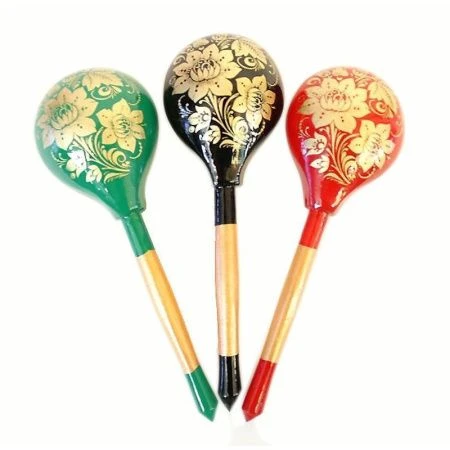 Ложка 19*6см дерево Золото полубаская роспись (1)