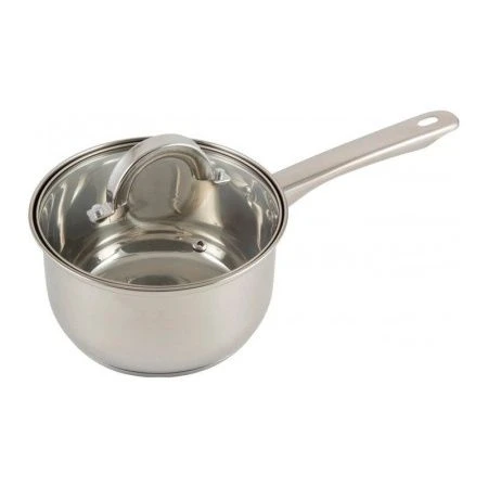 Ковш 1,9л нерж.сталь Mediano со стекл.крышкой 16см, с нерж.ручкой 3-х сл.капс.дно (8)