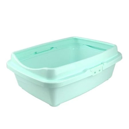 Туалет для кошек бол. с бортом 325*430*155мм пластик ментол 234 (25)