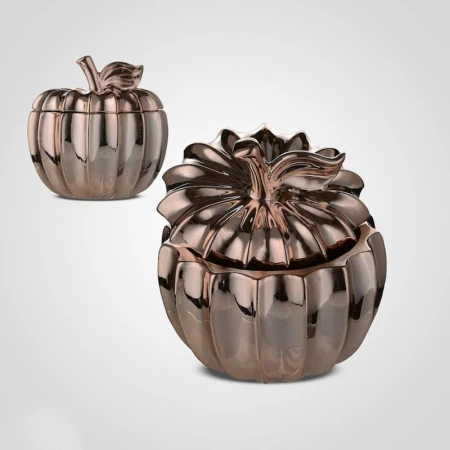 Шкатулка керамика 12*10см Яблоко розовое золото 510-2-2