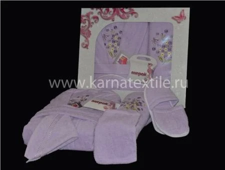 яяяНабор Nurpak махровый (халат,полотенце,тапочки) (розовый)