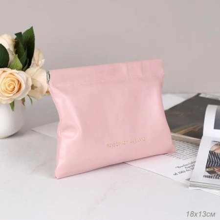 Косметичка полимер/текстиль 18*13см на магните BGCO розовая XN-002PN (400)