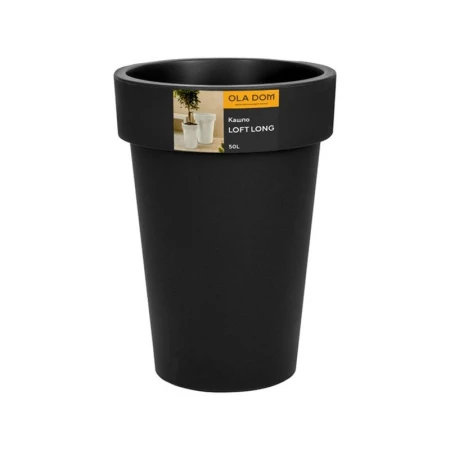 Кашпо 50л 41,5*55,5см пластик ЛОФТ ЛОНГ антрацит (4)