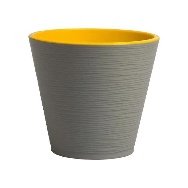 Горшок цветочный 6л 22,5*21,5см пластик КОНУС с вкладкой серый муссон (9)