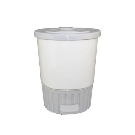 Контейнер для мусора 8л 230*275мм пластик ДУНЯ св.серый-белый с педалью (6)