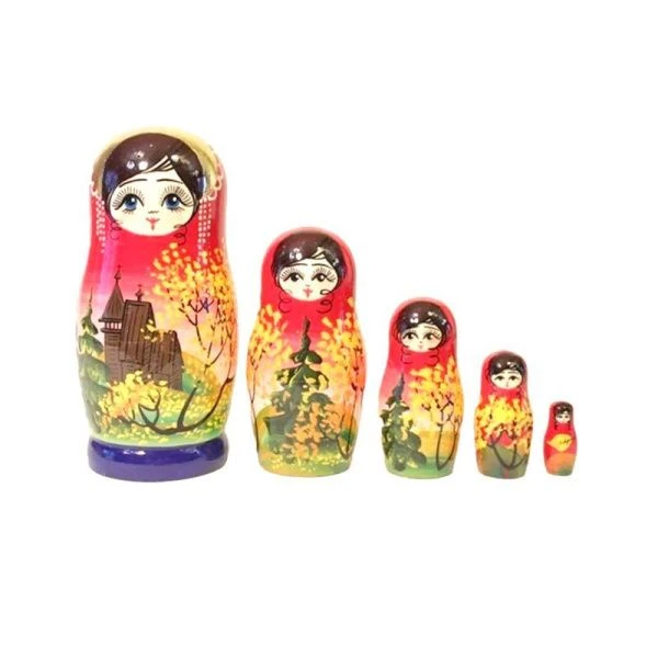 Матрешка 5-ти кукольная дерево Храм (1)
