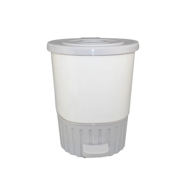 Контейнер для мусора 8л 230*275мм пластик ДУНЯ св.серый-белый с педалью (6)