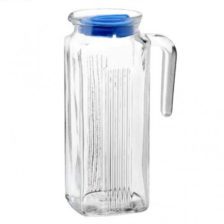 Кувшин 1л стекло ФРИГО с голубой крышкой  (6/12)