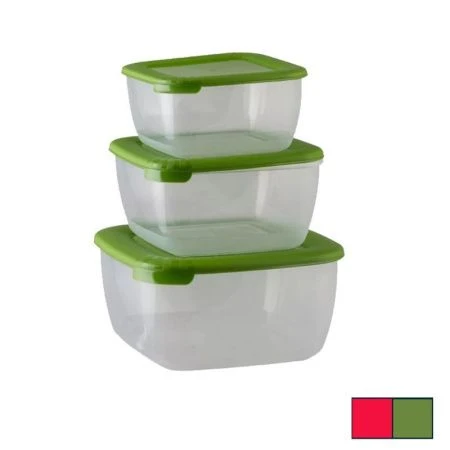 Контейнер пищевой набор 3пр 0,46/0,95/1,5л пластик ЛАЙТ квадратный (32)