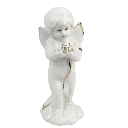 Фигурка Ангел с жемчужиной фарфор 10,5см F2222C (288)