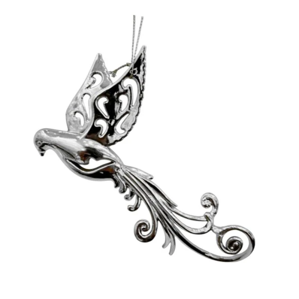 Игрушка новогодняя на елку ЖАР-ПТИЦА 17*9см серебро LF-7840S/JC-16235 (960)