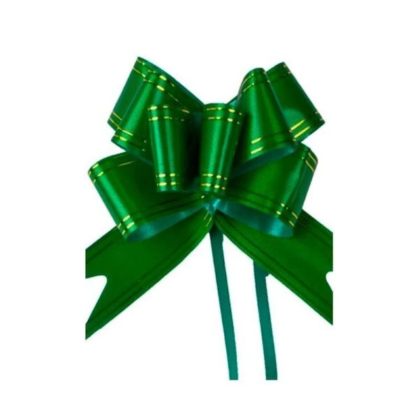 Бант-бабочка 5см зеленый с золотой полосой (100)