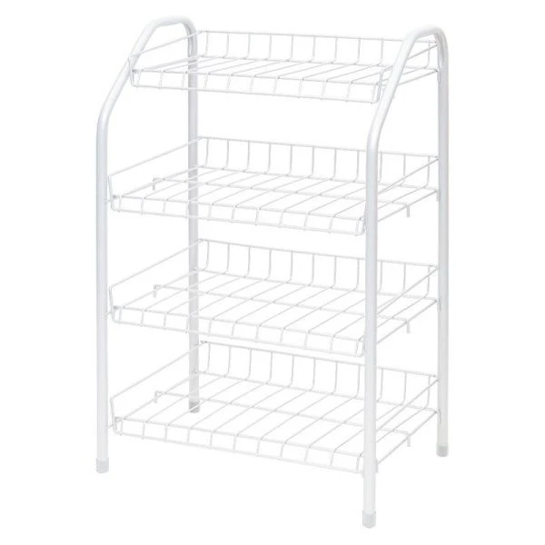 Полка для обуви 4 секции 700*465*300мм металл узкая белая матовая ЭТ2 (1)